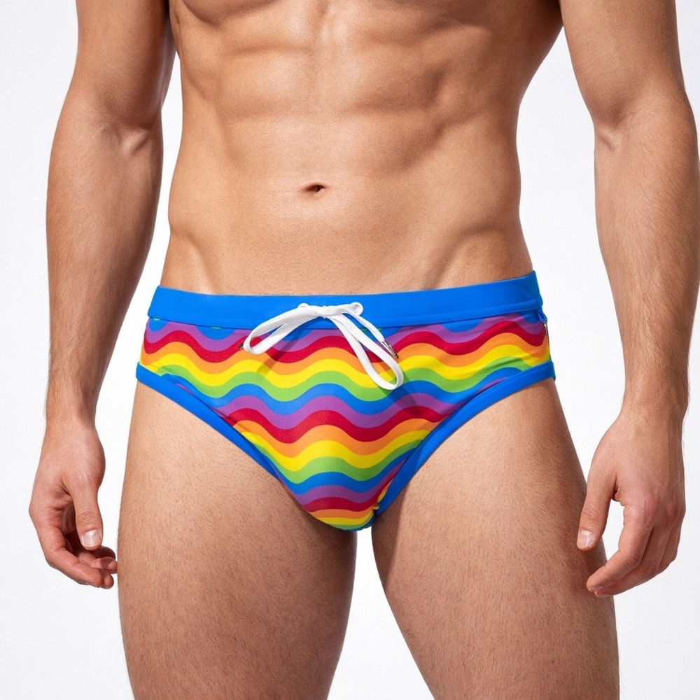 Andrew Christian S (28-31) Pride Wave Bikini Rainbow Swim Briefs 70168 Multi
